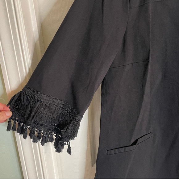 Belle Black full zip Jacket with Fringe Details Size Medium emo goth whimsigoth - Picture 3 of 7